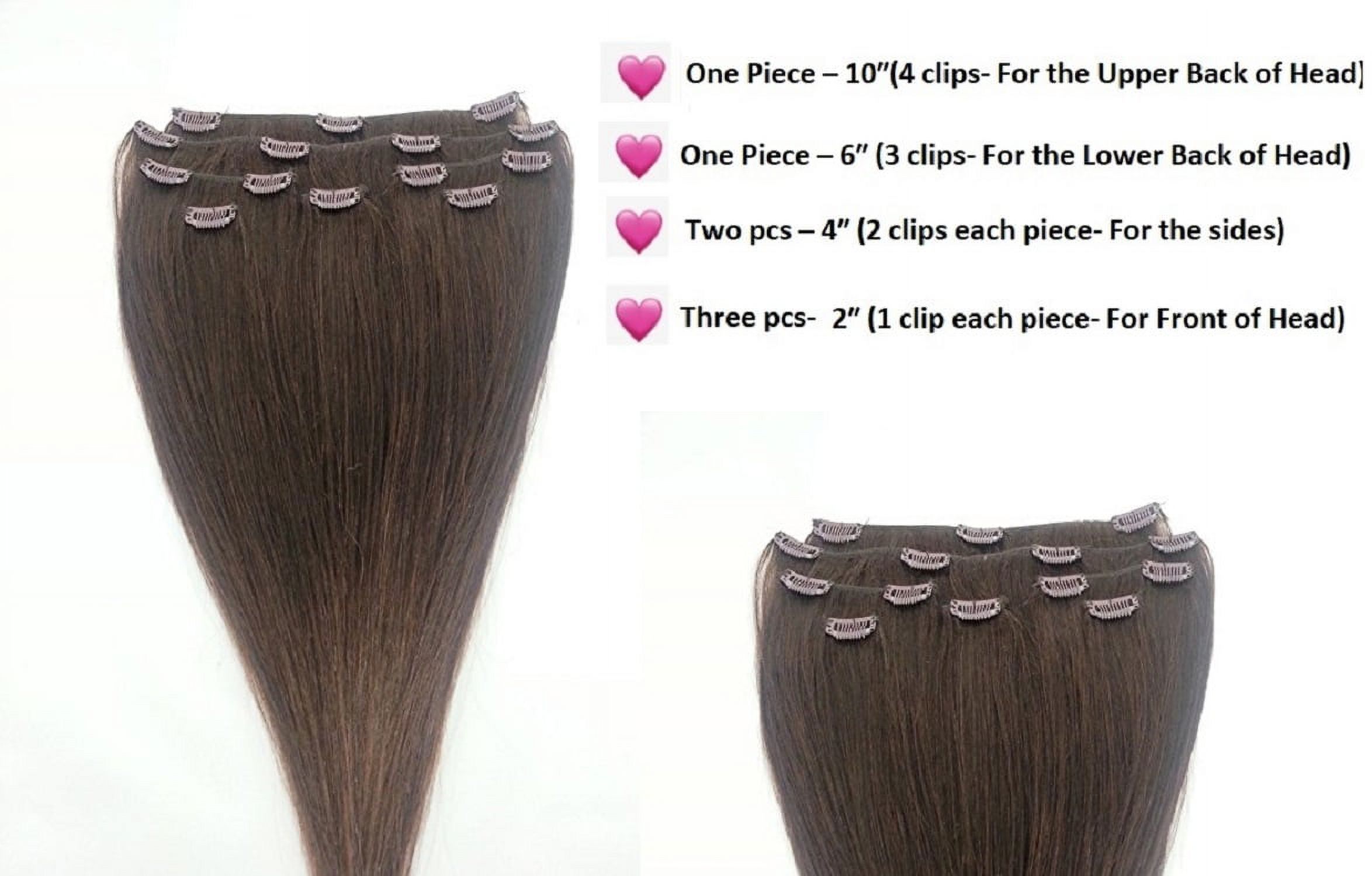 24″ 100% Clip in Human Hair Extensions 7Pcs,14 clips #3 Medium Dark Brown