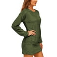thumbnail image 5 of Fangasis Women Mini Dresses Crew Neck Pullover Jumper Long Sleeve Sweater Dress Ladies Loose Plain Winter Army Green 2XL, 5 of 6