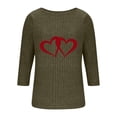 thumbnail image 3 of Womens Tops Plus Size 3/4 Sleeve Printing Round-neck Casual Fall Winter Blouses Shirts Top Army Green L, 3 of 5