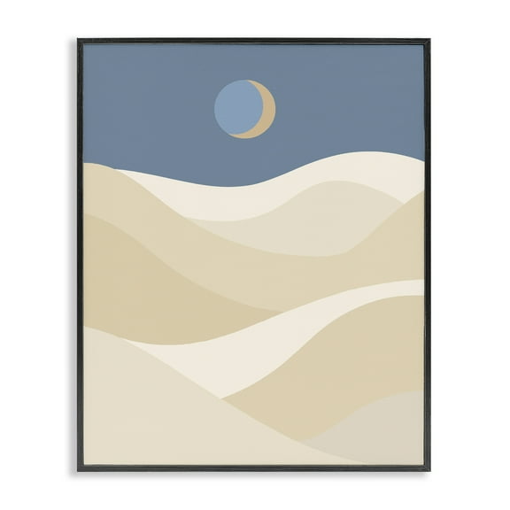 Stupell Industries Crescent Moon over Dunes Landscape & Nature Painting Black Framed Art Print Wall Art, 11 x 14