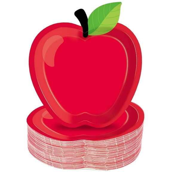 70PCS Red Apple Party Paper Plates Decorations Back to School Paper Plates First Day of School Party Supplies Schools Disposable Tableware for 70 Guests for Christmas Kindergarten Preschool 6.6X7.4