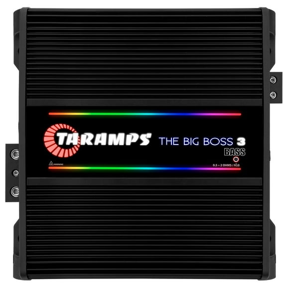 Taramps The Big Boss 3 Bass Black Amplifier 3000 Watts RMS 0.5 to 2 Ohms Multi Impedance, Amp Class D Monoblock, 108 RGB Effects, Crossover, Bass Boost, Car Audio System, Automatic Impedance
