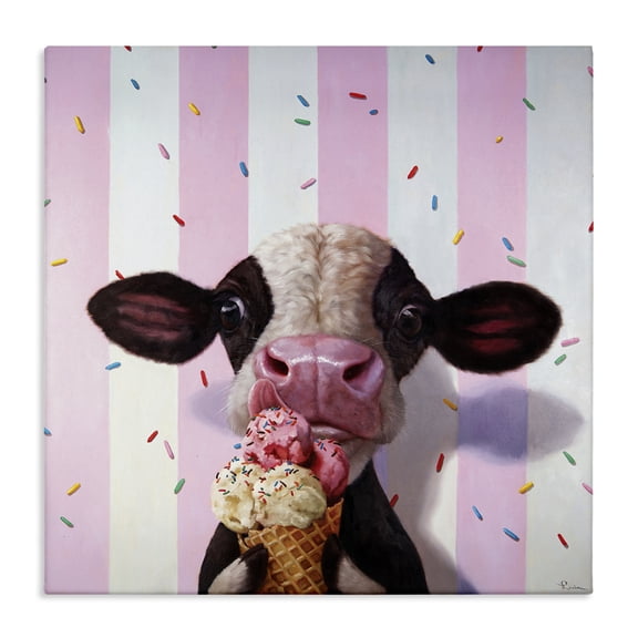 Stupell Industries Eclectic Cow with Ice Cream Cone Canvas Art, 17 x 17, by Lucia Heffernan