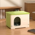 thumbnail image 7 of imerelez Plastic Cat House for Outdoor Indoor Use, Stackable Feral Cat Shelter Indoor Cat House Insulated Weatherproof Waterproof Elevated with Cat Scratching Board & Cushion (Green), 7 of 7