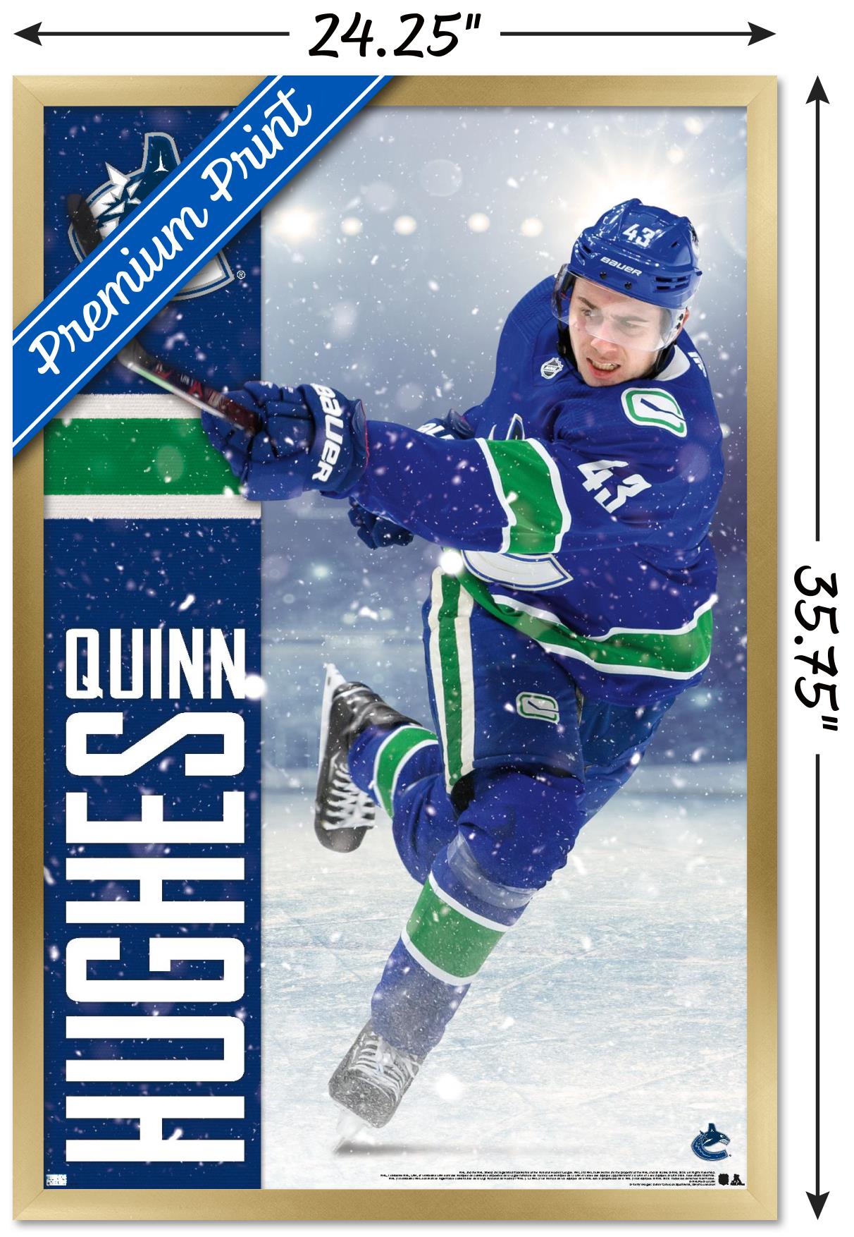 NHL Vancouver Canucks - Quinn Hughes 20 Wall Poster, 22.375" x 34", Framed