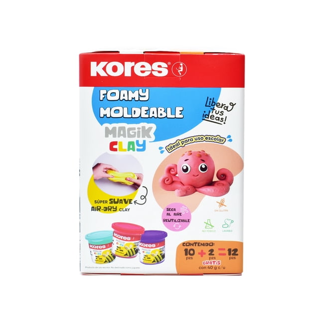 Kores Magik Clay Foamy Moldeable 12 Piezas de 40 g