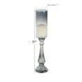 thumbnail image 4 of DecMode Black Glass Handmade Turned Style Pillar Hurricane Lamp with Smoked Glass Finish, 4 of 8
