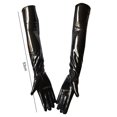 thumbnail image 6 of Ljudmp Womens Shiny Black Patent Leather Gloves Punk Style Elbow Long Gloves for Party Dance Club Costumes Black 2Pairs, 6 of 6