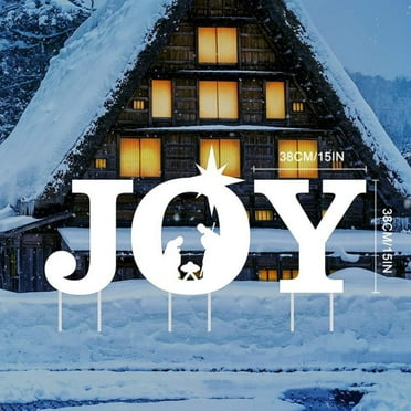 [Big Clear!]3pcs/set Outdoor Giant 'Joy' Christmas Decoration Yard Display Set Large  White Individual Holiday Signs Lettering Perfect to Stake in Lawn