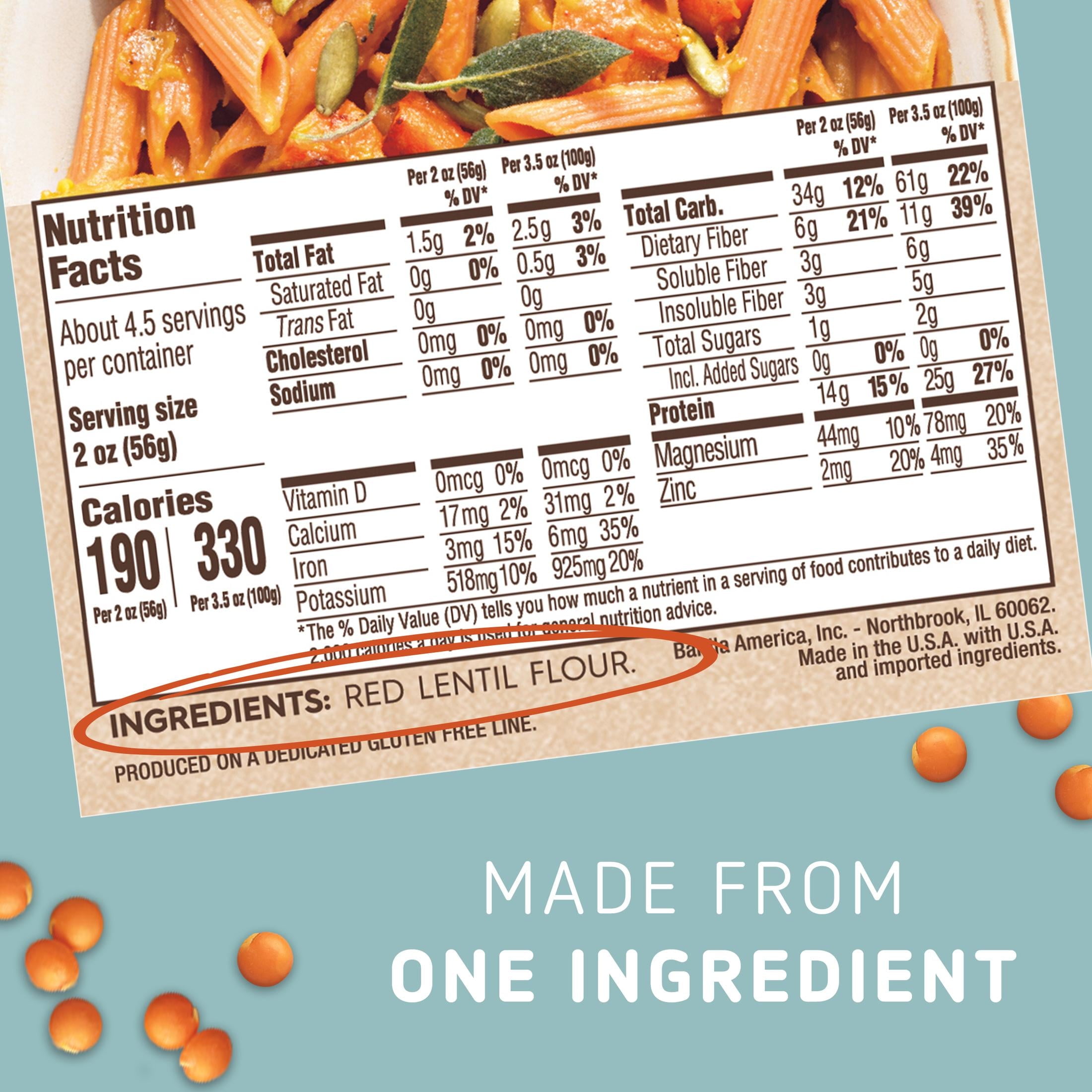 (5 pack) Barilla Gluten Free Red Lentil Penne Pasta, 8.8 oz