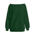 thumbnail image 7 of Staron Women's Off Shoulder Long Sleeve Tops Casual Loose Knitted Sweater Pullover Solid Color Comfy Winter Fall Spring Fashion Basic, Army Green L, 7 of 7