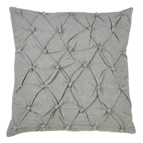Fennco Styles Pintuck Diamond Design Cotton Down Filled Decorative Throw Pillow 18" W x 18" L – Grey Textured Accent Cushion for Home, Couch, Bedroom, Living Room and Office Décor