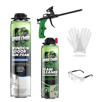 Sprayman Window & Door Low Expansion Spray Foam, Gun Use & Reusable, 24oz - 1 Pack Set (Gun & Cleaner Included)