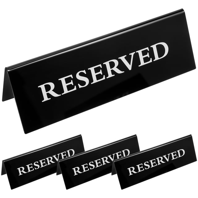 KAKOWELY 4 Pcs Panneau Réservé en Acrylique Panneau de Fête pour Table Réservée Panneau de Sièges Réservés Panneau de Mariage Réservé,5.91x"X1.57"X2.17 Pouces