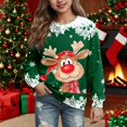 thumbnail image 2 of oqasdz Christmas Girls Sweatshirt Oversized Deer Print Long Sleeve Adorable Pullover Top for Party Holiday Casual Relaxed Fit Daily Wear, 2 of 4