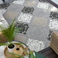 thumbnail image 7 of Oasis Modern Medallion Gray and Beige Polypropylene Indoor Outdoor Area Rug, 5'x5' Round, 7 of 7