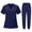 5# Navy, variant on 2 Piece Nursing Uniform Scrub Suit 2026 Stretch Medical Scrubs Sets Classic V-Neck Top & Pants Set Grey S