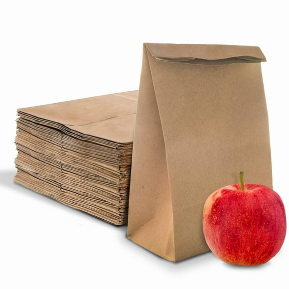 Bolsas de almuerzo de papel marrón Kraft de 1,8 kg (100 unidades) para almacenar tu hogar