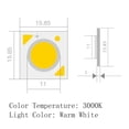 thumbnail image 2 of FSLiving 18W DIY LED COB Chip Replacement High Power Bead Light Lamp Bulb 3000K Warm White 120LM DC35-37V,16mmx16mm for Aluminum LED Bulb Surface Mounted Devices Light Beads,Floodlight 6 PCS, 2 of 5
