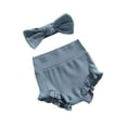 thumbnail image 2 of Listenwind 2Pcs Newborn Infant Baby Girl Solid Ruffle Bloomer Shorts +Headband Basic Cute Short Pants Summer Outfits, 2 of 8