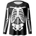 thumbnail image 4 of Halloween Shirts for Women Skeleton Print Long Sleeve Casual Fit Crewneck Tops Fall Outfit, 4 of 4