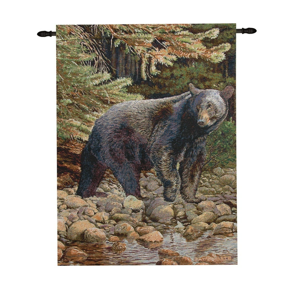 Leading The Way Black Bear Woven Wall Hanging Tapestry 26" x 36
