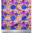 thumbnail image 1 of Soimoi Crepe Silk Fabric Purple & Lavender Blue Flower Floral Print Fabric by the Yard 42 Inch Wide, 1 of 1