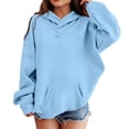thumbnail image 2 of Wilark Girls Oversized Hoodies Sweatshirts with Pockets Long Sleeve Pullover Fleece Warm Casual Kids Fall Winter Tops Blue 12, 2 of 6