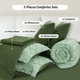 thumbnail image 2 of JUSTLET Comforter Set 7 Pieces Bed in a Bag, Sage Green Reversible Tufted Bedding Set with Comforter, Fitted Sheet, Flat Sheet, Pillow Shams, Pillowcases, King, 2 of 10