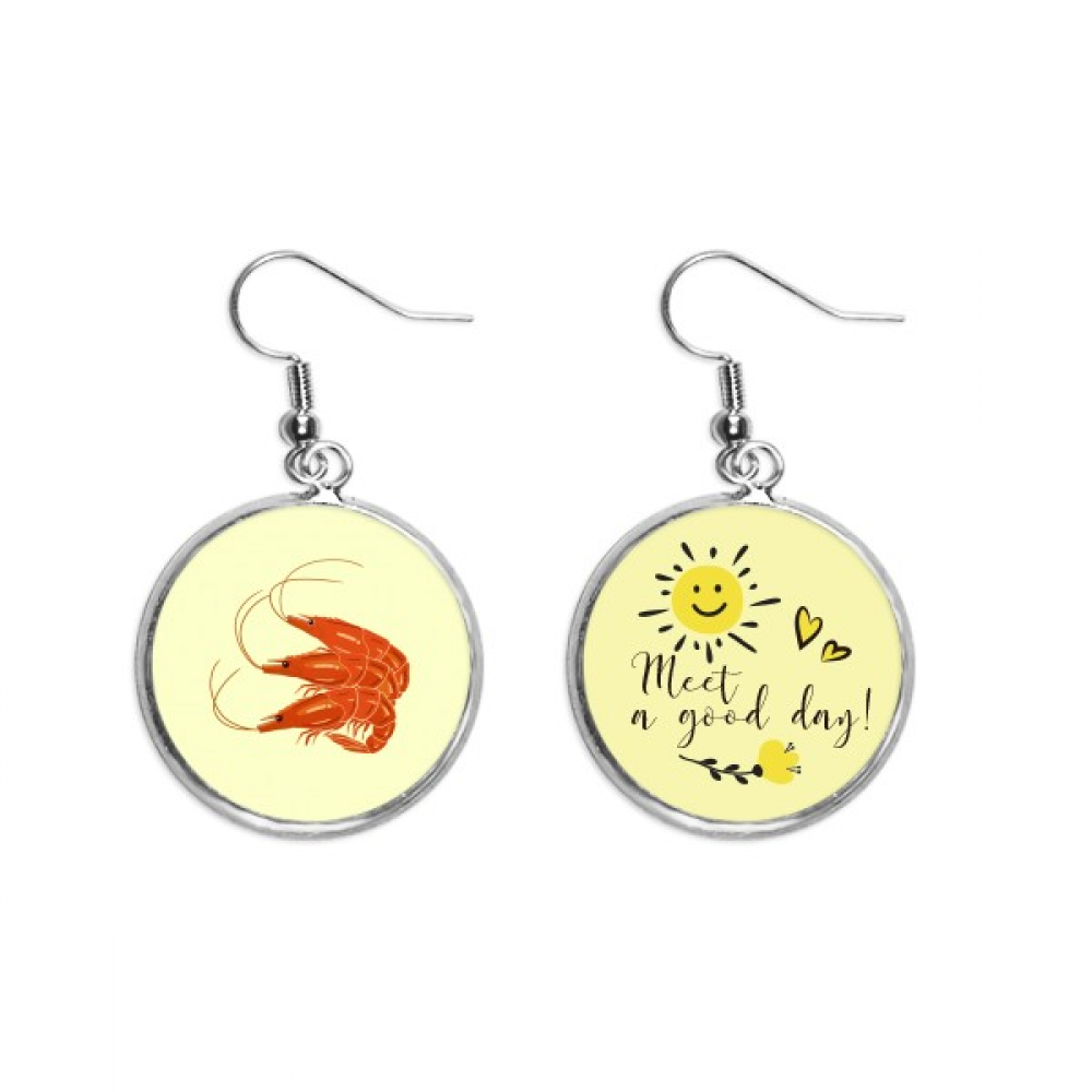 Prawn Seafood Delicacy Shrimp Ear Drop Sun Flower Earring Jewelry