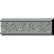 Ekena Millwork 4 1/4"H x 3/4"P x 94 1/2"L, (8 3/4" Repeat), Floral Chair Rail
