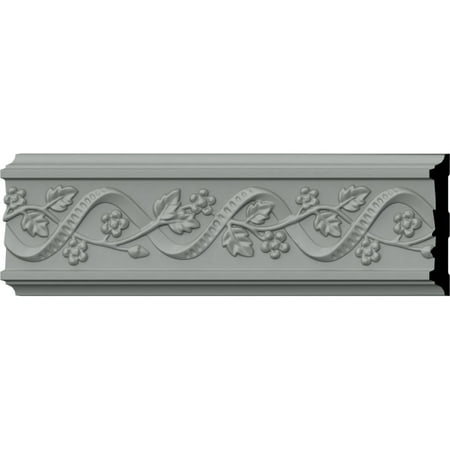 Ekena Millwork 4 1/4"H x 3/4"P x 94 1/2"L, (8 3/4" Repeat), Floral Chair Rail