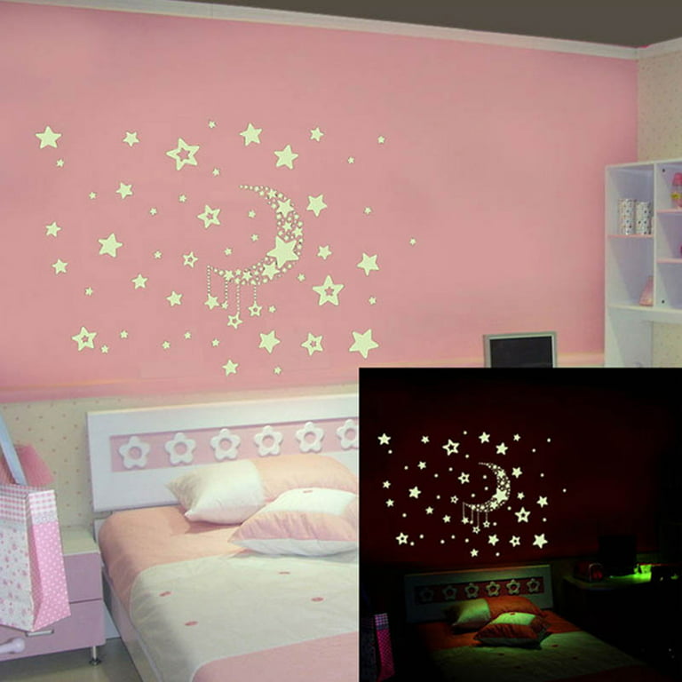 6 Sheets fairy grunge room decor moon star pattern stickers glowing