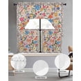 thumbnail image 2 of Boho Pink Flowers Swag Kitchen Curtains Sets for Windows 24 Inch Length, Colorful Floral Spring Vintage Botanical Short Window Curtain Panels Swags Valances and Tiers 3 Piece Set for Cafe/Dining Room, 2 of 5