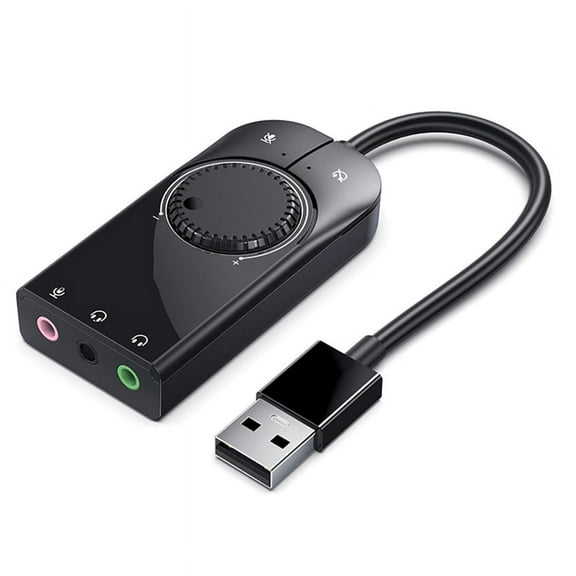 Sound Card USB Audio Interface External 3.5mm Microphone Adapter Soundcard for PC Headphone