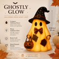 thumbnail image 2 of Lighted Vintage Patchwork Ghost, Led Lighted Vintage Patchwork Ghost with Pumpkin , Halloween Patchworks Ghosts Lamp, Rustic Fall Decor for Mantel Porch, B, 2 of 8