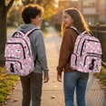 thumbnail image 3 of HUIACONG Pink Cat Print School Backpack for Kids Teens Age 5-16, Water Resistant School Bag with Adjustable Cushion Straps, Multi Pockets Sturdy Lightweight Bookbag for School & Travel, 3 of 7