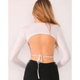thumbnail image 3 of U-Wear Women’s Open Back Long Sleeve Blouse Top, White, Large, 3 of 9