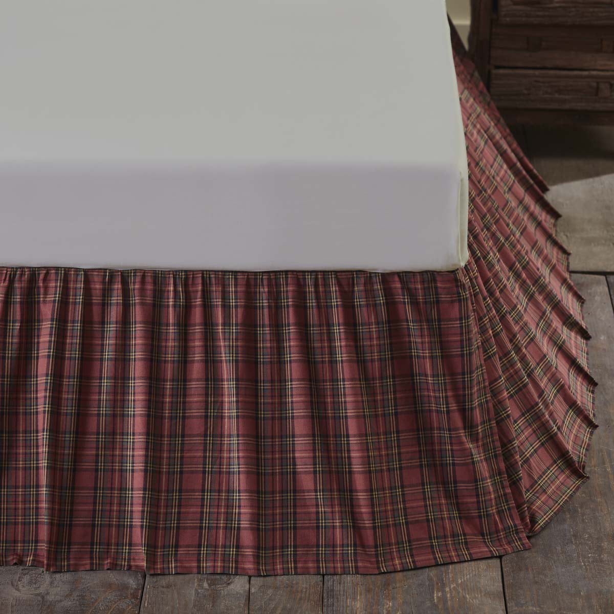 VHC Brands Primitive King Bed Skirt Red Gathered Heritage Farms Bedroom Decor 