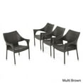thumbnail image 5 of Noble House Mirage Wicker Stacking Patio Dining Arm Chair in Mocha (Set of 4), 5 of 25