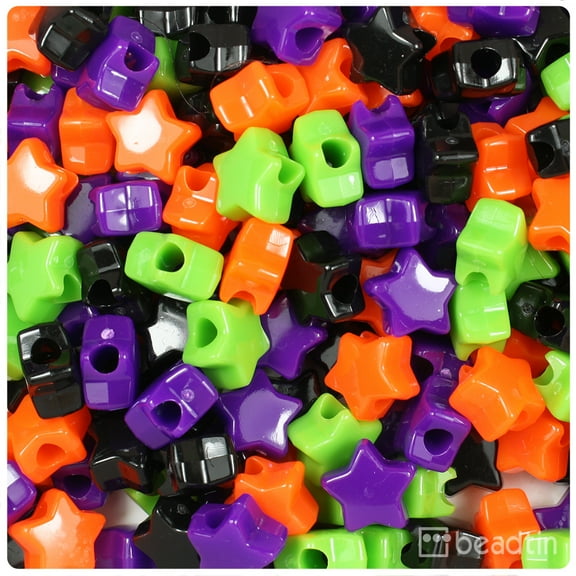 BeadTin Halloween Mix Opaque 13mm Star Pony Beads (250pcs)