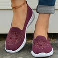 thumbnail image 2 of Wedge Slip on Walking Shoes for Women Woven Lightweight Comfortable Flower Embroidered Driving Loafers, 2 of 6