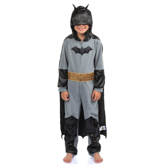 Batman Boy's Costume Union Suit One Piece Pajama With Mask Hood and Cape For Kids