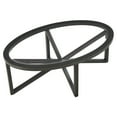 thumbnail image 6 of Oval Tempered Glass Coffee Table, Sofa Side Table with Solid Wood Frame and Glass Top, Modern Center Table for Living Room Home Office, Black, 6 of 9