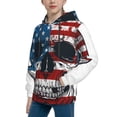 thumbnail image 2 of KLL Unisex Kids Boys Girls Hooded Pocket Pullover Hoodies-American Flag Skull, 2 of 5