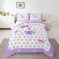 thumbnail image 1 of Erosebridal Ballet Princess Bedding King Comforter Set,Purple Bow Bedding Sets King with Comforter,Microfiber Reversible Comforter Sets King Size,Flower Decoration,3pcs, 1 of 8