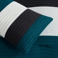 thumbnail image 4 of Chezmoi Collection Briar 7-Piece California King Bed in a Bag Comforter Set with Sheets - Lightweight Comforter Teal Black White Luxury Pleated Stripe Bedding Set for All Season, 4 of 9