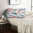 thumbnail image 6 of Sikiie Colorful Shark Print Plush Pillow Cover, Wrinkle-proof and Stain-resistant Pillow Protector without Pillow Core, Home Decoration-16"x24", 6 of 6