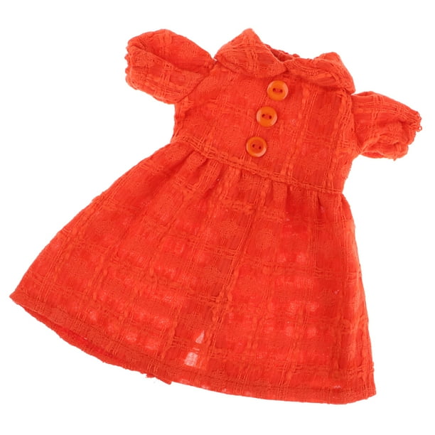 Moderna de Mangas Cortas con Collar Estilo de Peter Pan Decoraciones de Modelo Muchacha para 1:4 Muñeca naranja Sunnimix BJD Doll Skirt