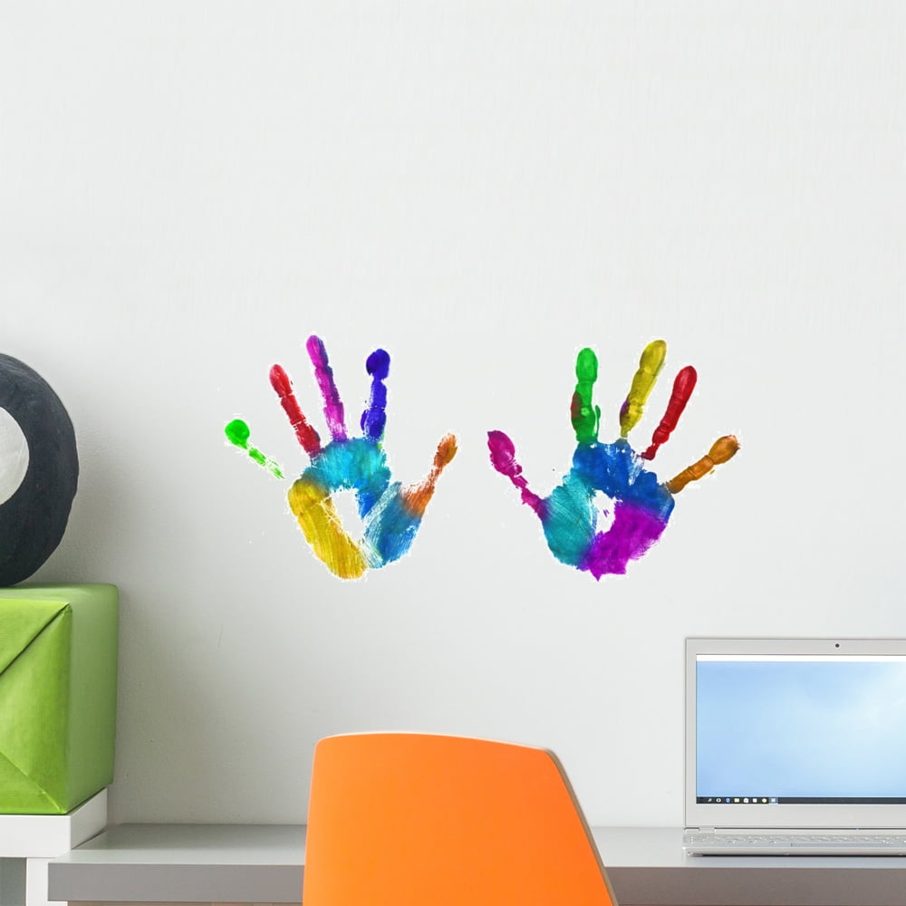 Multicolor Hands Print Wall Decal by Wallmonkeys Peel and Stick Graphic